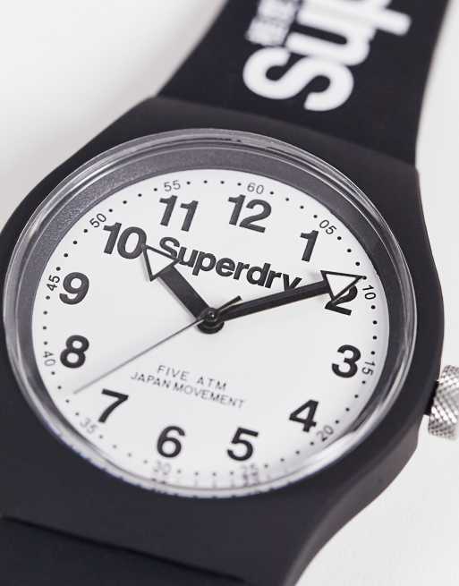 Superdry Montre bracelet en silicone Noir et blanc