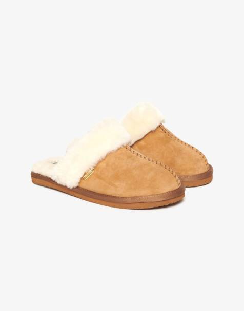 Superdry – Mules-Hausschuhe aus Wildleder in Hellbraun - view 1
