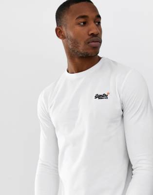 Manches Longues Broderie Vintage T SuperdryOrange Avec Label shirt Blanc W2EID9YH