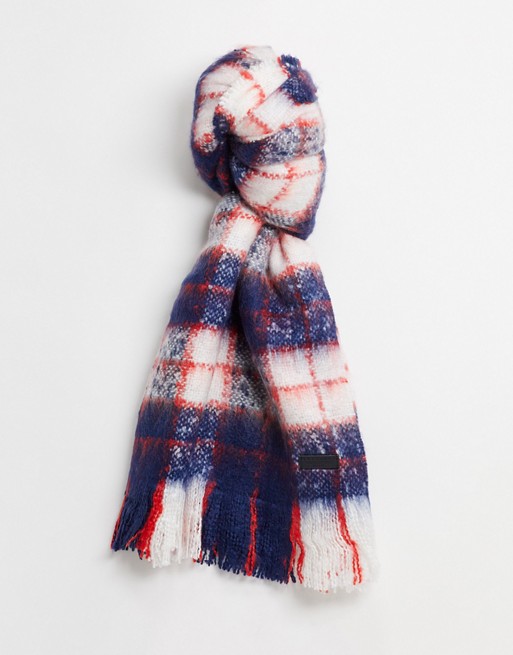 Superdry orkney scarf in navy check