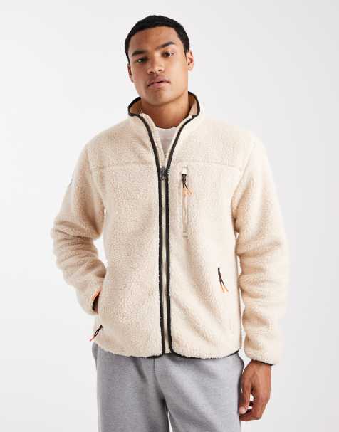 Superdry – Outdoor – Fleece-Jacke in Haferbeige mit durchgehendem Reißverschluss - view 1