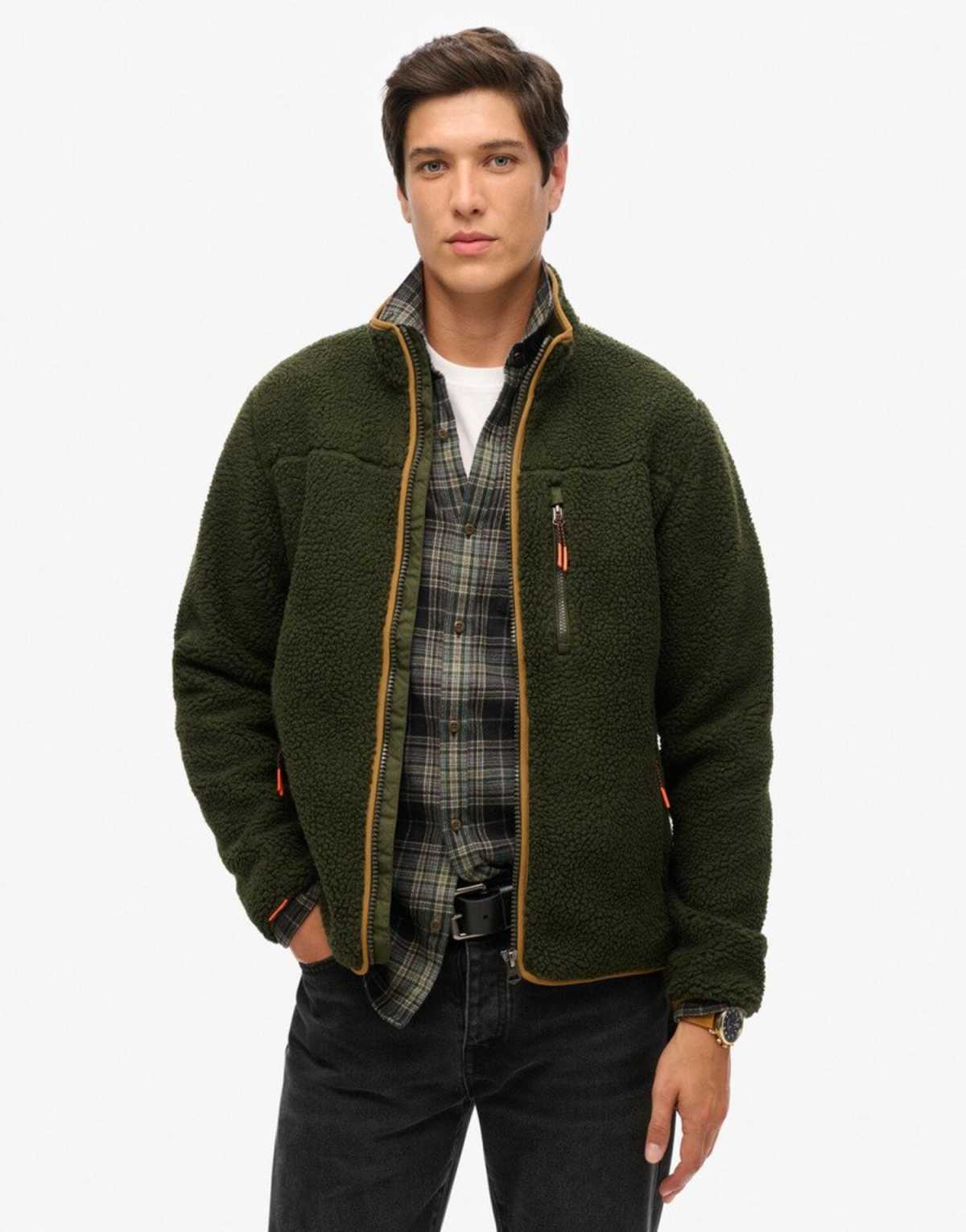 Superdry Outdoor full zip fleece in surplus goods olive green
