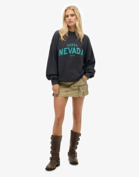 Superdry Outdoor location loose crew sweatshirt in blackboard - view 1