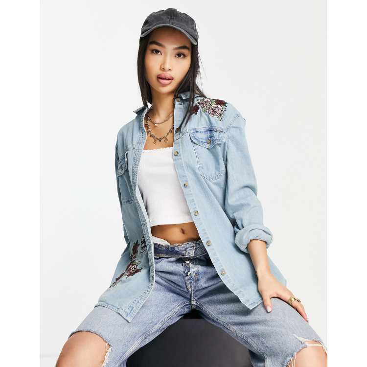 superdry oversized denim shirt