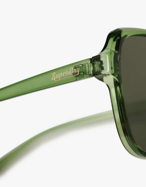 Superdry Oversized square sunglasses in khaki / green lens, 2 of 4