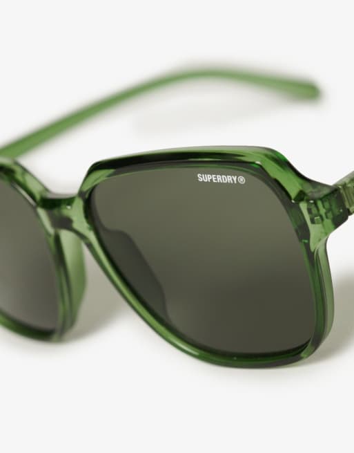 Superdry Oversized square sunglasses in khaki / green lens, 4 of 4