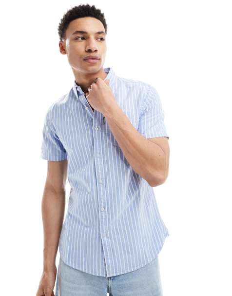 Superdry Oxford short sleeve shirt in broker blue stripe - view 1