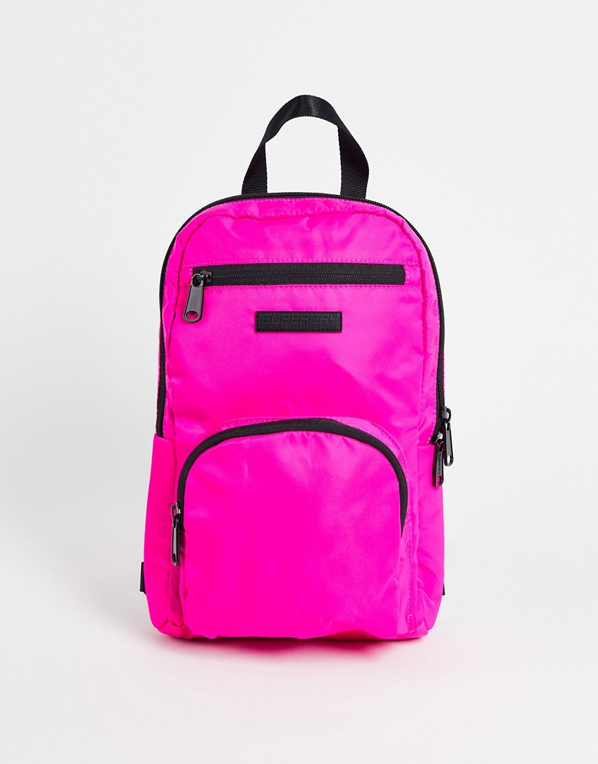 Superdry pack-away backpack in neon pink