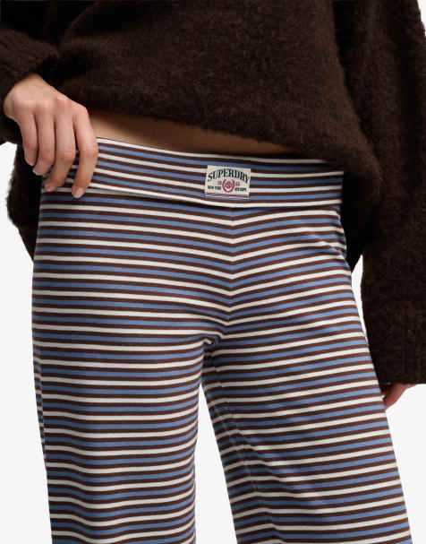 Superdry pantalon de jogging rayé en jersey Athletic essentials marron châtaigne/bleu - view 1