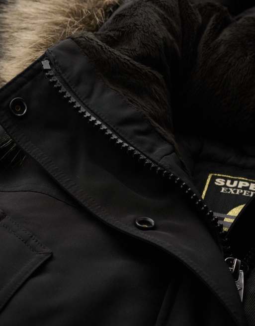 Superdry parka Everest en faux-fur noire, 5 de 6