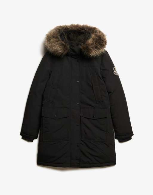 Superdry parka Everest en faux-fur noire, 6 de 6