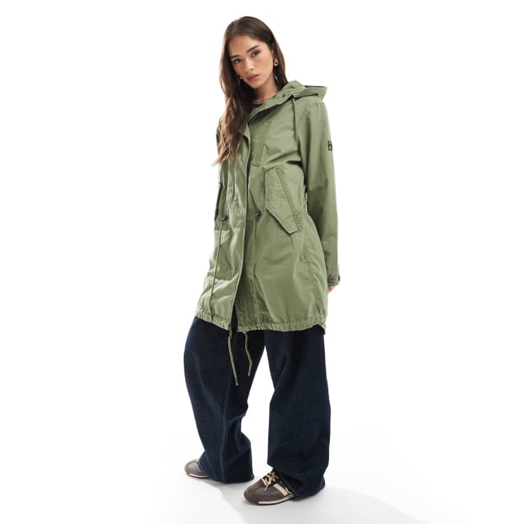 Parka Superdry Vert Kaki Taille M - Coupe-vent, Doublure Coton, Occasion Très Bon état