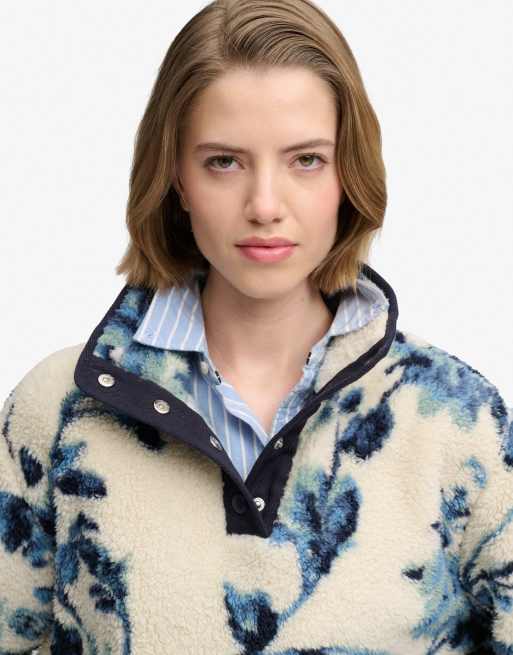 Superdry polaire teddy imprimée ultra douce à motif blue peonies AOP, 3 de 5