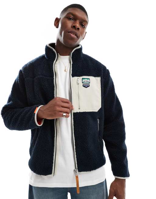 Superdry - Polaire vintage à fermeture éclair - Bleu marine