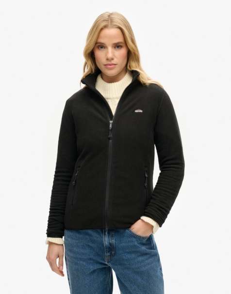 Superdry Polar fleece full zip jacket in black - view 1