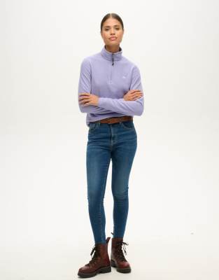 Superdry Polar fleece half zip jumper in dull purple