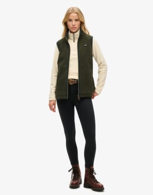 Superdry Polar fleece half zip jumper in oatmeal beige-White