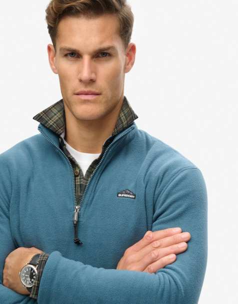 Superdry – Polarfleece-Pullover in Orion-Blau mit kurzem Reißverschluss - view 1