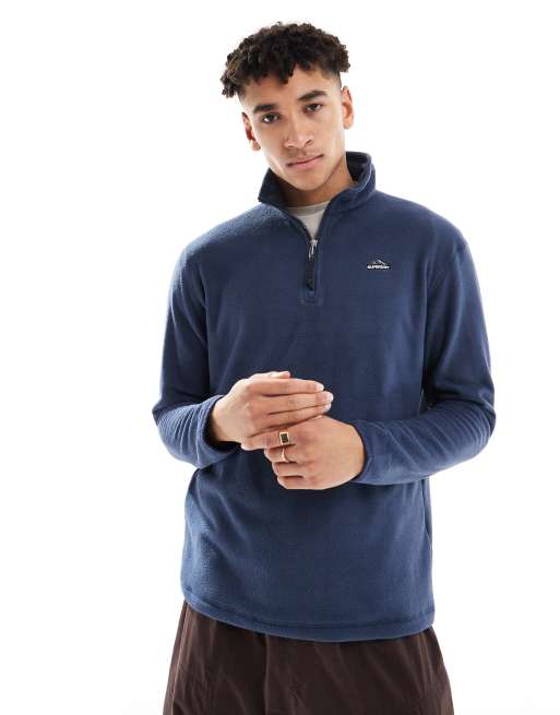 Superdry – Polarfleece-Sweatshirt in Lauren-Marineblau mit kurzem Reißverschluss