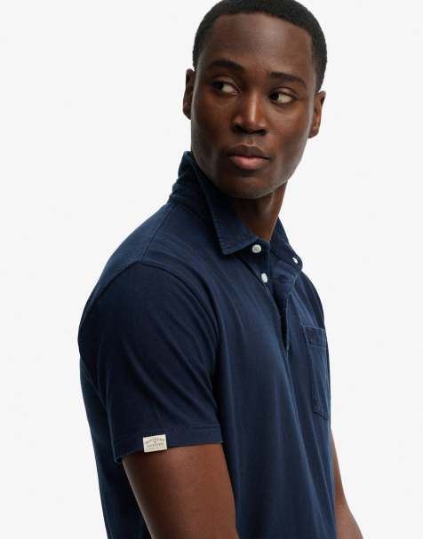 Superdry - Polo classique en coton et lin - Bleu marine Hampton - view 1