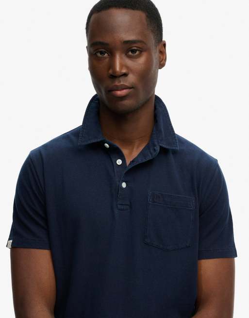 Superdry - Polo classique en coton et lin - Bleu marine Hampton, 3 de 4