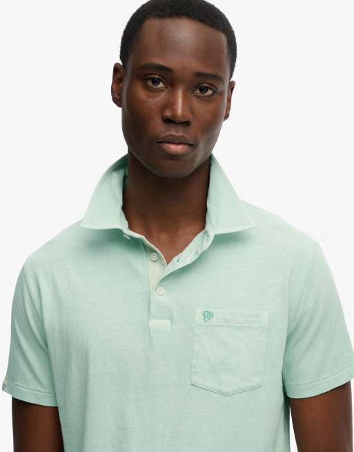 Superdry - Polo classique en lin et coton - Vert menthe, 3 de 6