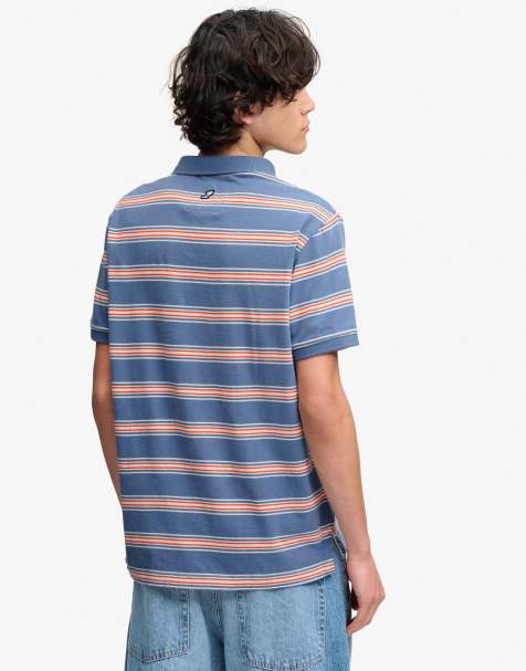 Superdry - Polo en jersey rayé style vintage - Bleu rétro - view 1