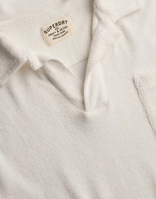 Superdry – Polohemd aus Frottee in Wollweiß, 6 von 6