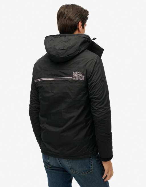 Superdry Pop zip hood arctic sd-windcheater jacket in black/rock