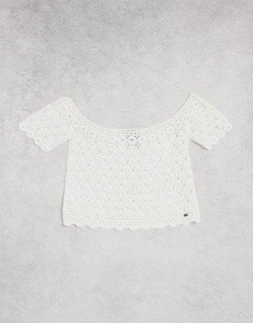 Superdry Prarie Daze crochet top in white
