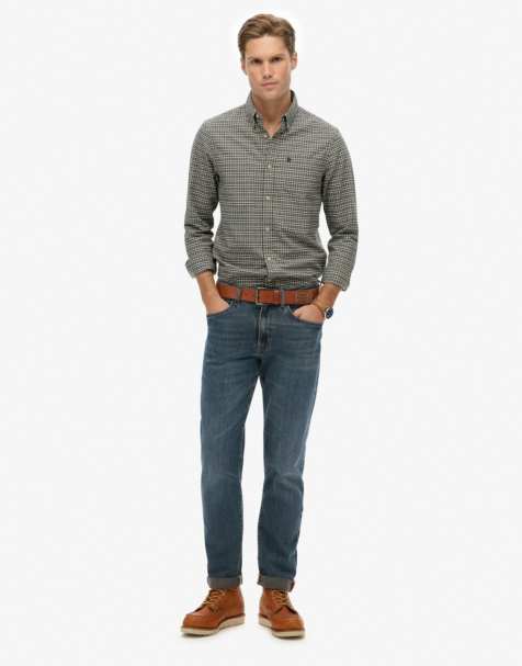 Superdry Premium check oxford shirt in charcoal marl micro grid - view 1