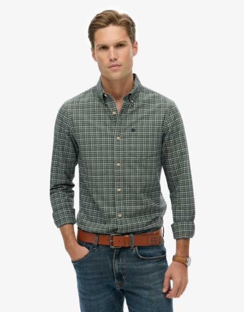 Superdry Premium check oxford shirt in ice green shadow grid - view 1