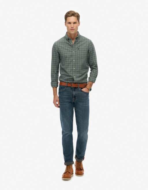 Superdry Premium check oxford shirt in ice green shadow grid, 4 of 5