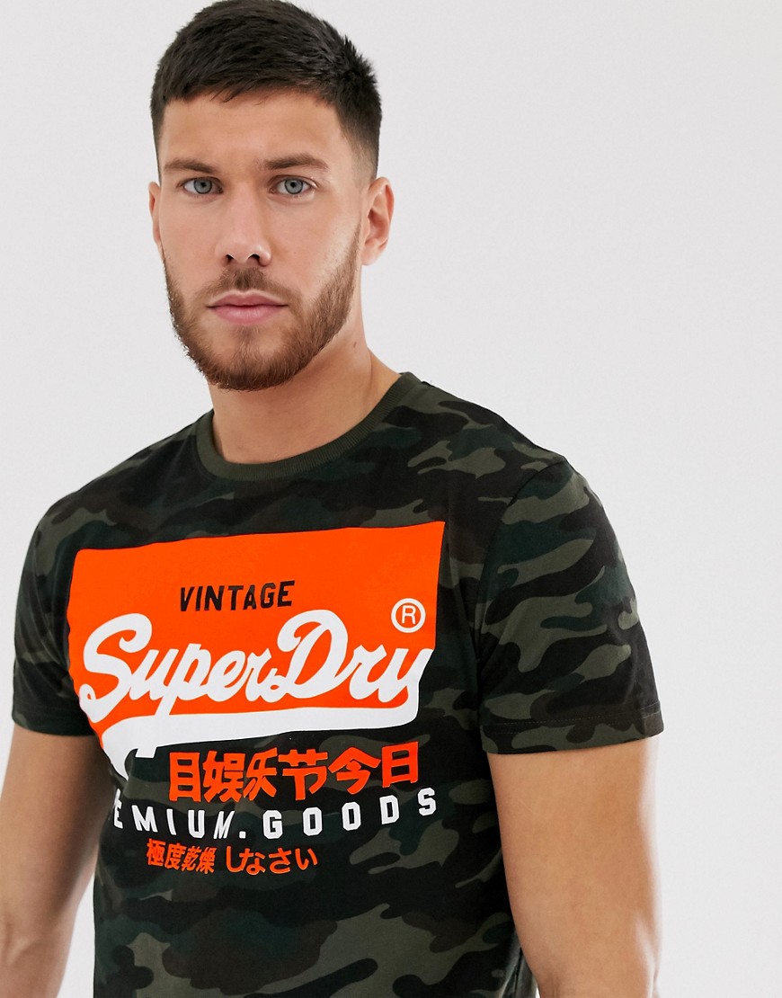 Superdry premium goods t-shirt in camo-Green