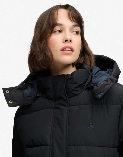 Superdry Premium hooded puffer jacket in black, 2 of 7