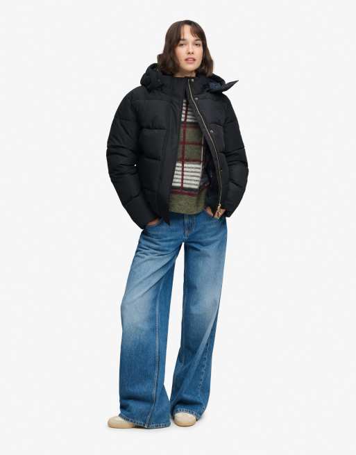 Superdry Premium hooded puffer jacket in black, 3 of 7