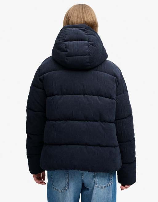 Superdry Premium Kapuzen-Cord-Pufferjacke in Eclipse Navy, 5 von 6