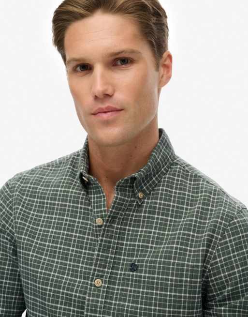 Superdry – Premium – Oxford-Hemd in Eisgrün mit kleinem Gitter-Karomuster mit Schatteneffekt, 3 von 5