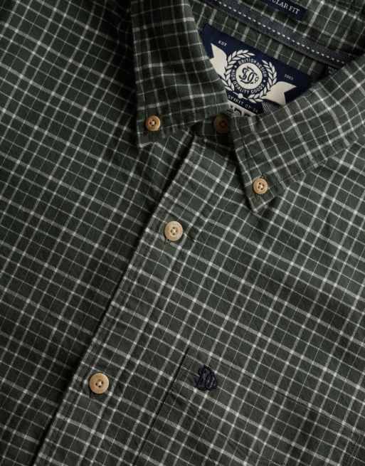 Superdry – Premium – Oxford-Hemd in Eisgrün mit kleinem Gitter-Karomuster mit Schatteneffekt, 5 von 5