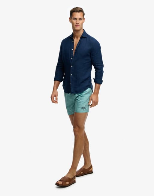 Superdry Premium printed 15-inch swim shorts in mini flora green, 6 of 7