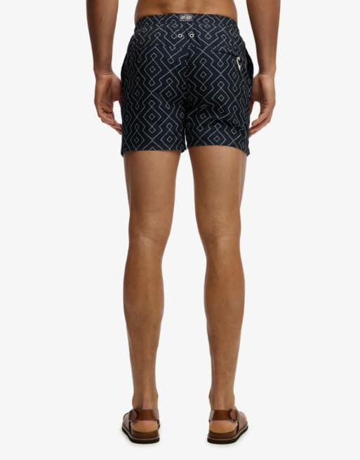 Superdry Premium printed 15-inch swim shorts in sashiko eclipse navy, 3 of 7