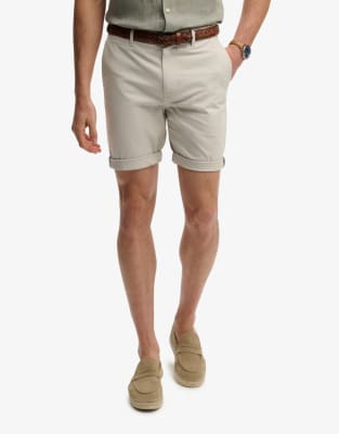 Premium - Regular-Fit-Chino-Shorts in Regentag-Grau Grau W32