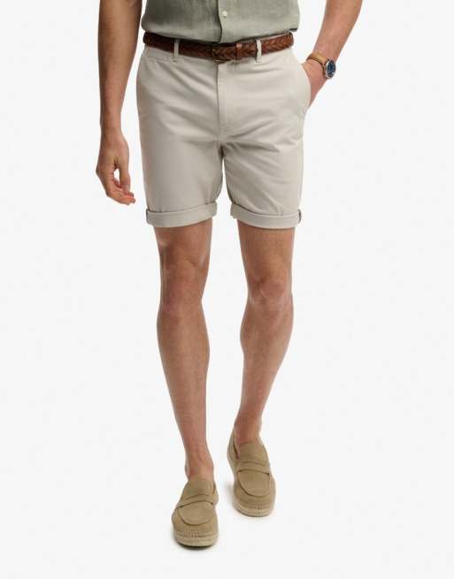 Superdry – Premium – Regular-Fit-Chino-Shorts in Regentag-Grau