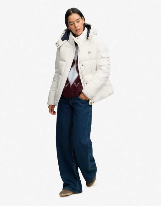 Superdry Premium Ripstop-Steppjacke in Wollweiß, 4 von 6