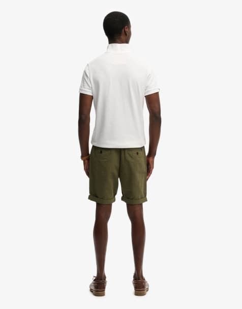 Superdry Premium textured chino shorts in olive houndstooth