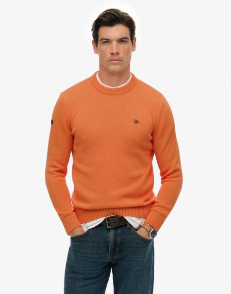 Superdry Preppy cotton jumper in washed tangerine - view 1