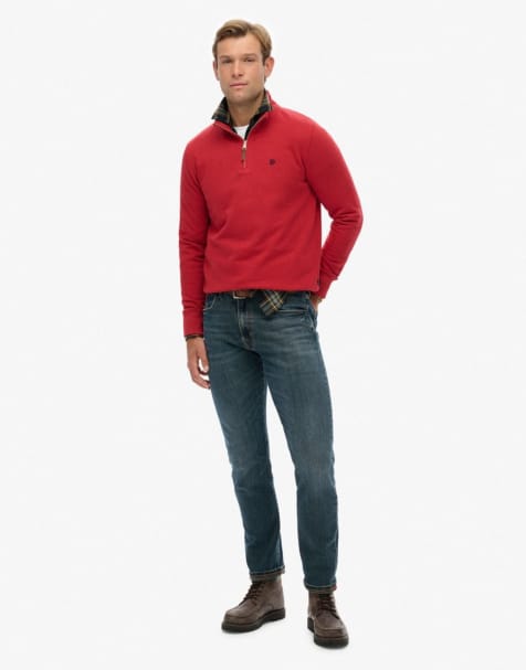 Superdry Preppy half zip jumper in expedition red