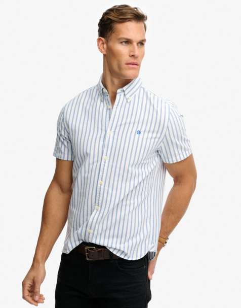 Superdry Preppy oxford short sleeve shirt in blue beach stripe - view 1