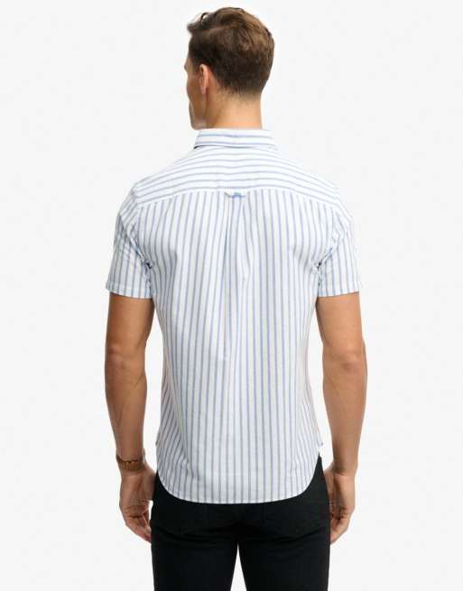 Superdry Preppy oxford short sleeve shirt in blue beach stripe, 2 of 5