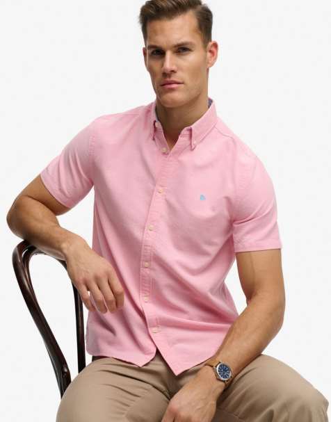 Superdry Preppy oxford short sleeve shirt in cali coral chambray - view 1